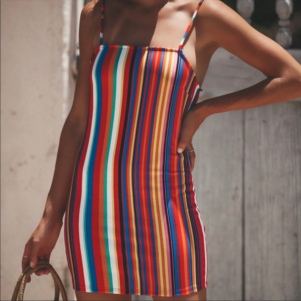 Super cute rainbow striped Vici dress by Lumiere